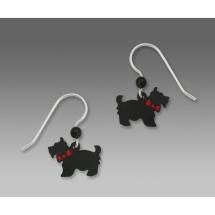Scottish Terrier With Red Bow Earrings