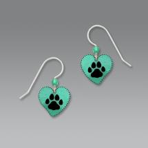 Turquoise Heart Earrings With Paw Print