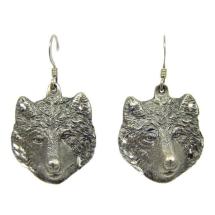 3-D Wolf Head Diamond Cut Earrings