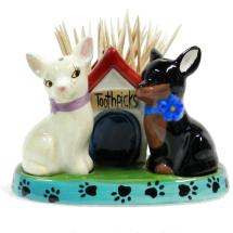 Chihuahua Salt And Pepper Set With Toothpicks Holder