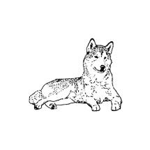 Siberian Husky Body Large Rubber Stamp