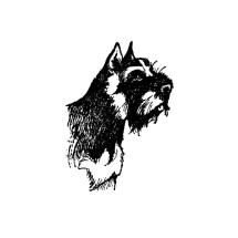 Miniature Schnauzer Cropped Ears Head Rubber Stamp