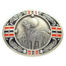 Wolf Belt Buckle - Black And Red Wolf