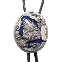 Wolf And Feather Bolo Tie