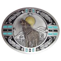 Wolf Belt Buckle - Wolf And Moon