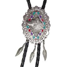 Wolf 3 Feathers Bolo Tie 
