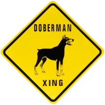 Dobermann Cropped Ears Crossing Sign