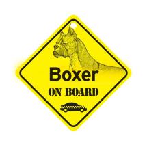 Boxer Cropped Ears On Board Dog Sign