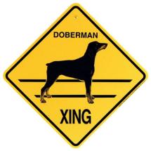 Dobermann Long Ears Crossing Sign