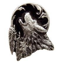 Wolf And Feather Pin