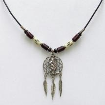 Wolf Necklace - Wolf And Feather Dream Catcher