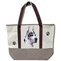 Harlequin Great Dane Cropped Ears Heavy Duty Canvas Tote Bag