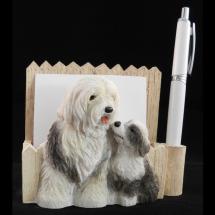 Old English Sheepdog Note Holder With Pencil