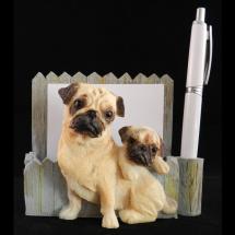 Pug Fawn Note Holder With Pencil