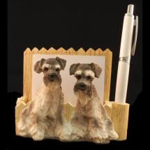 Schnauzer Uncropped Ears Note Holder With Pencil
