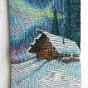 Northern Lights Cabin Tapestry Wall Hanging