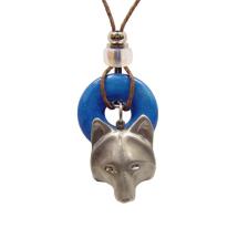 Pendentif Loup Tête Wolf Turquoise