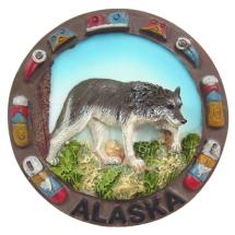 Magnet Relief Loup - Rond